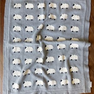 Grey Cotton Knit Sheep Baby Blanket